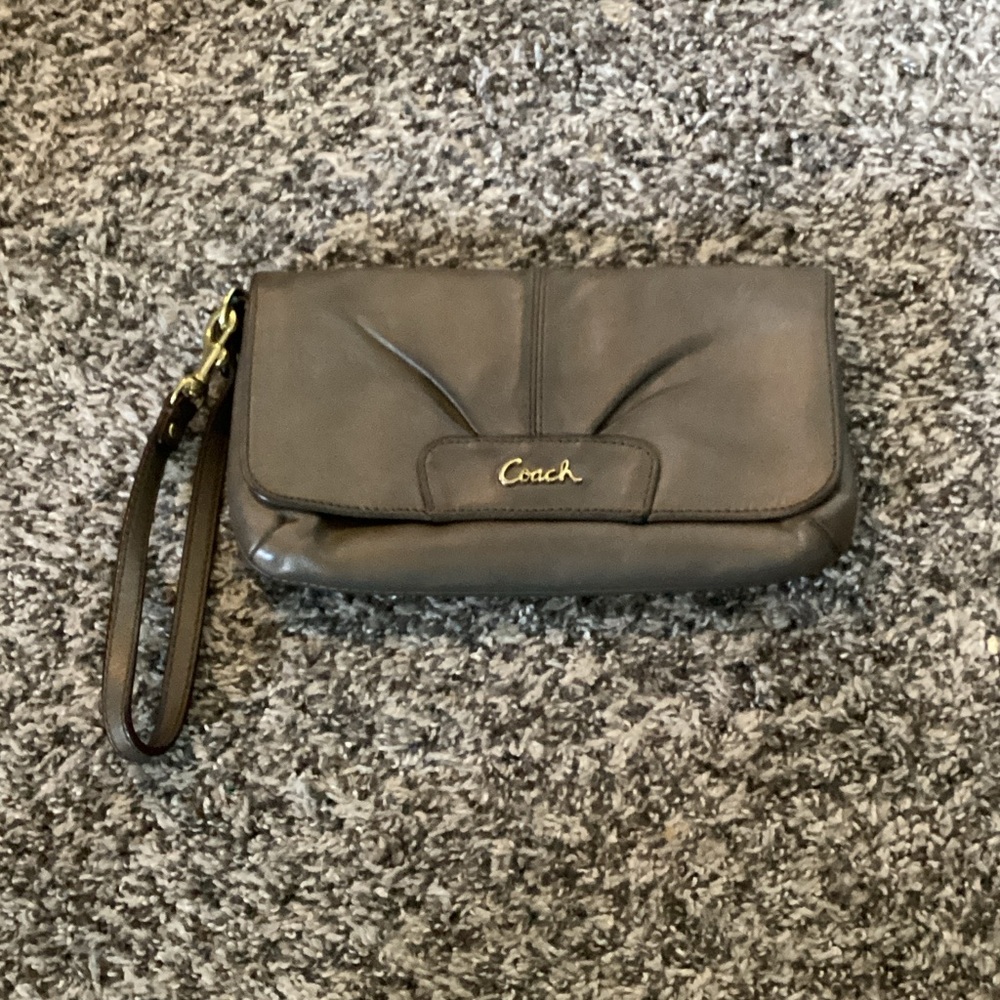 Coach Ashley Bronze Leather Wristlet